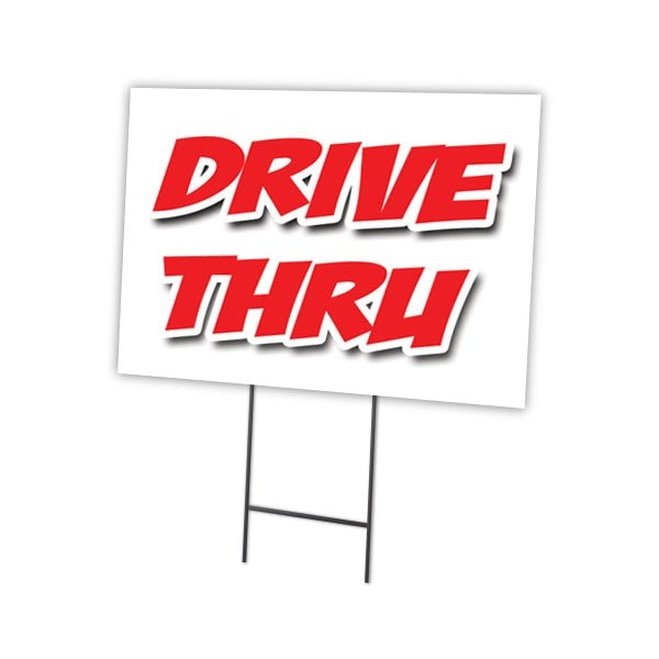 Drive-thru Yard Sign & Stake outdoor plastic coroplast window, C-1216-DS-Drive-Thru